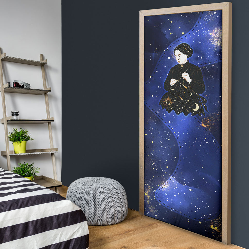 Harriet Powers Door Cover African American History - Galaxy Celestial Starry Night - Folk Art Quilter