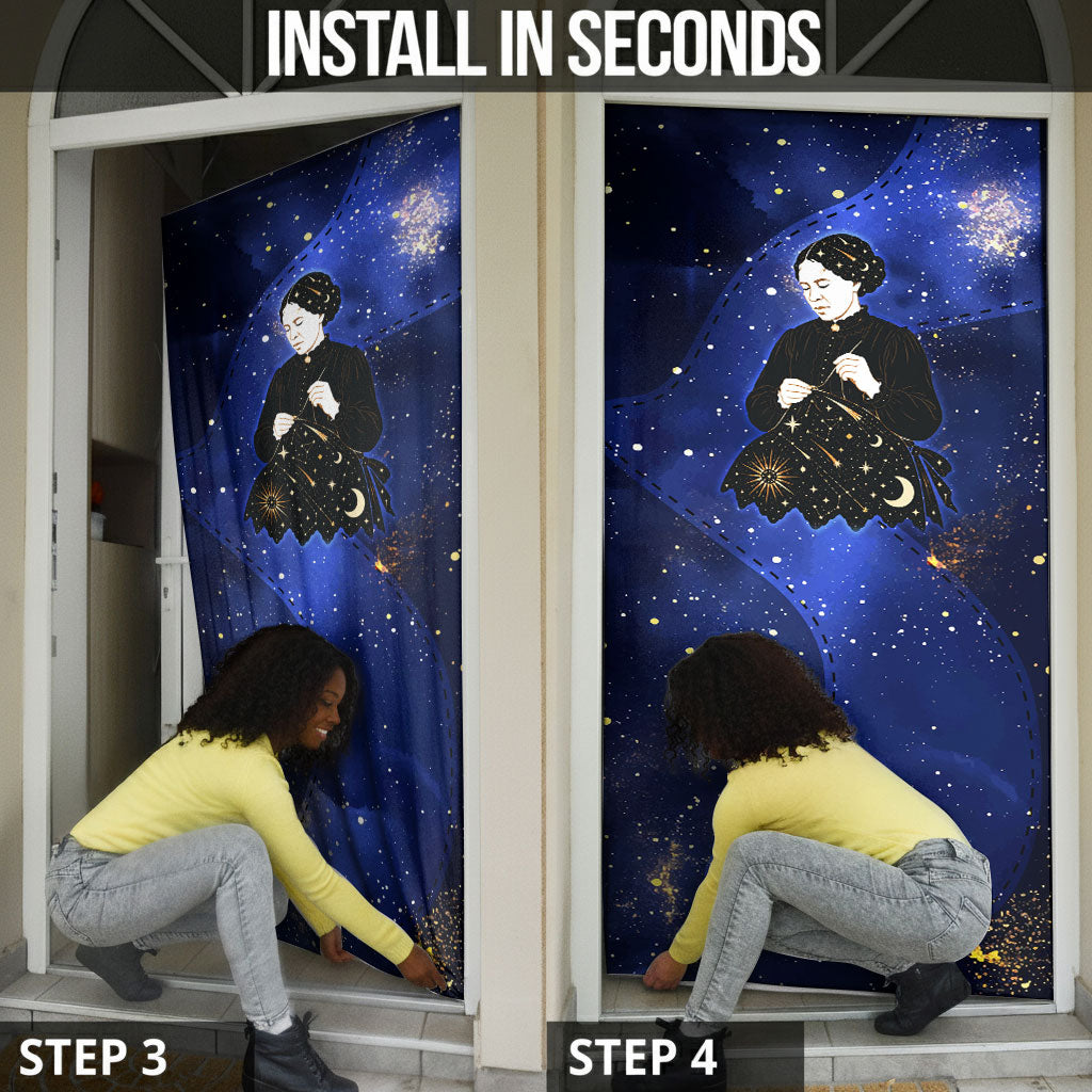 Harriet Powers Door Cover African American History - Galaxy Celestial Starry Night - Folk Art Quilter