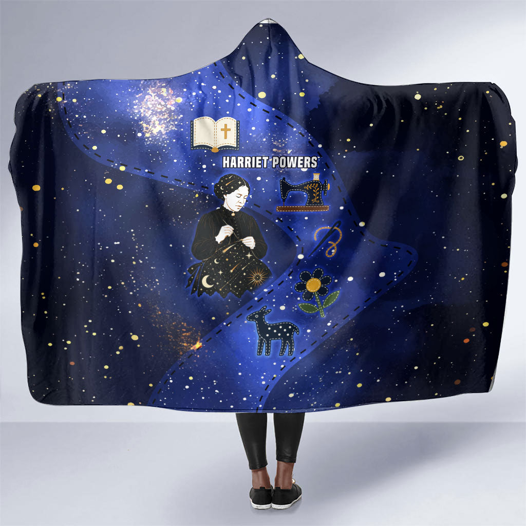Harriet Powers Hooded Blanket African American History - Galaxy Celestial Starry Night - Folk Art Quilter