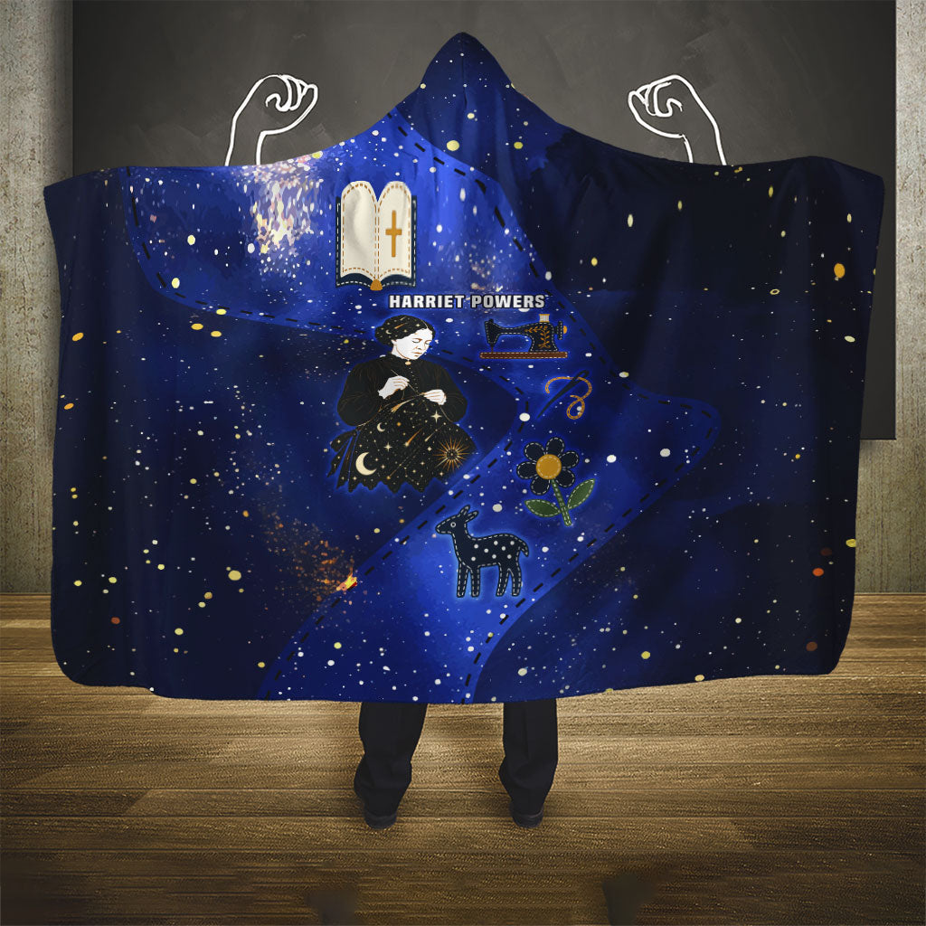 Harriet Powers Hooded Blanket African American History - Galaxy Celestial Starry Night - Folk Art Quilter