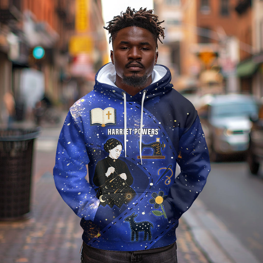 Harriet Powers Hoodie African American History - Galaxy Celestial Starry Night - Folk Art Quilter