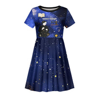 Harriet Powers Kid Short Sleeve Dress African American History - Galaxy Celestial Starry Night - Folk Art Quilter