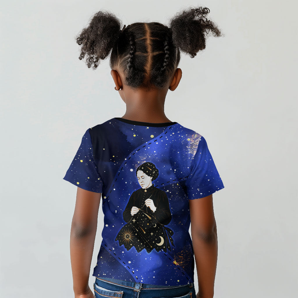 Harriet Powers Kid T shirt African American History - Galaxy Celestial Starry Night - Folk Art Quilter