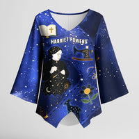 Harriet Powers Kimono Sleeve Blouse African American History - Galaxy Celestial Starry Night - Folk Art Quilter