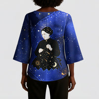 Harriet Powers Kimono Sleeve Blouse African American History - Galaxy Celestial Starry Night - Folk Art Quilter