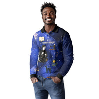 Harriet Powers Long Sleeve Polo Shirt African American History - Galaxy Celestial Starry Night - Folk Art Quilter