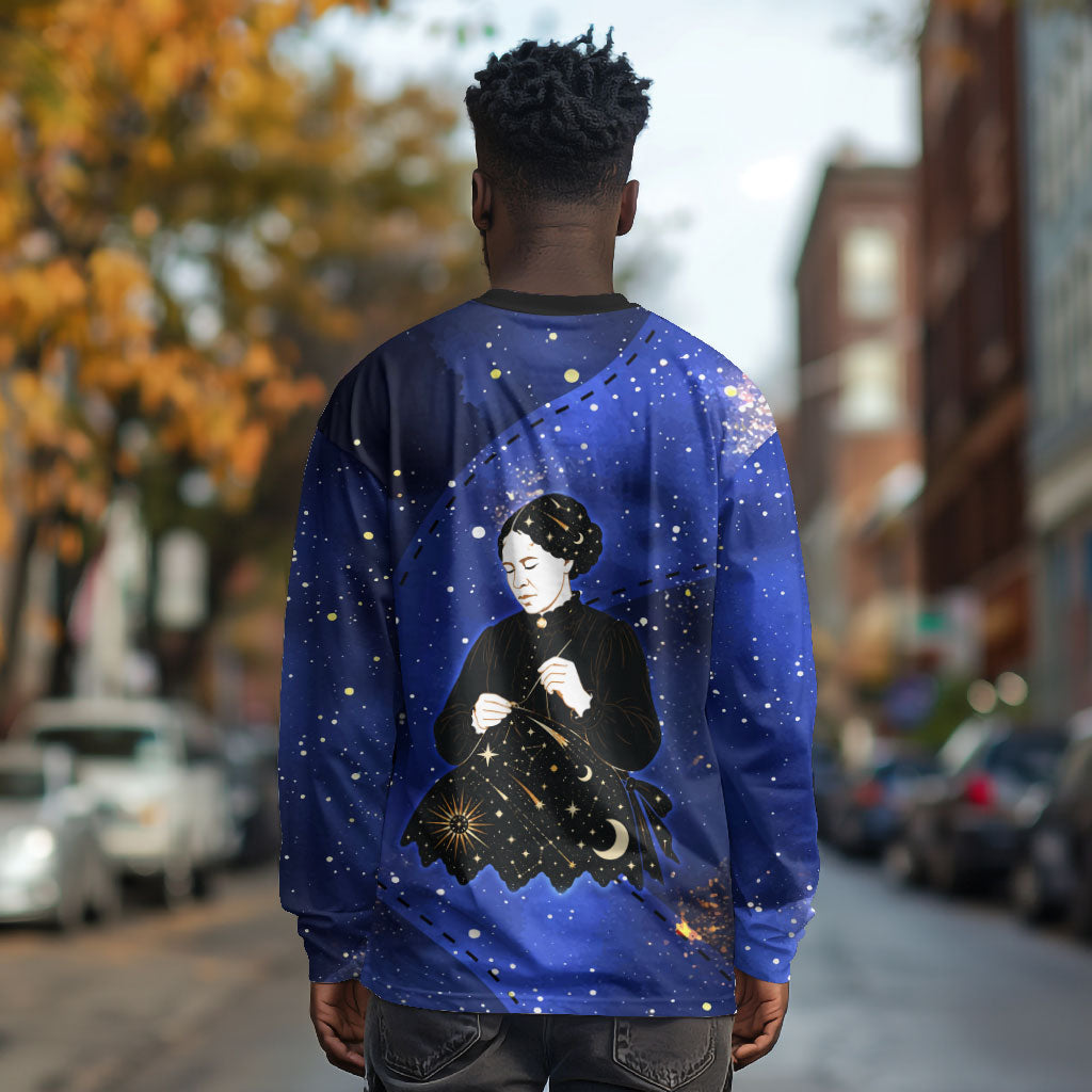 Harriet Powers Long Sleeve Shirt African American History - Galaxy Celestial Starry Night - Folk Art Quilter
