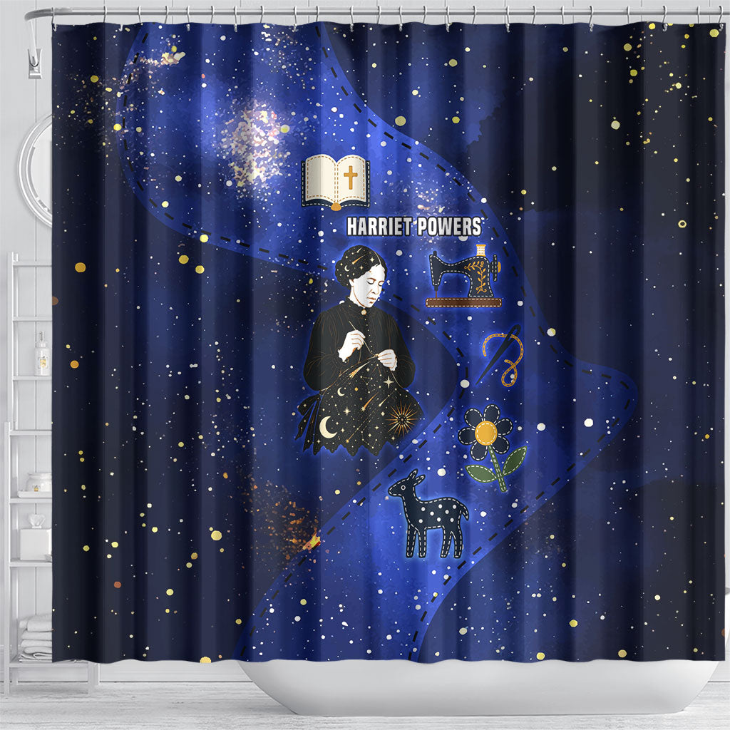 Harriet Powers Shower Curtain African American History - Galaxy Celestial Starry Night - Folk Art Quilter