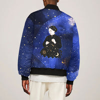 Harriet Powers Sleeve Zip Bomber Jacket African American History - Galaxy Celestial Starry Night - Folk Art Quilter