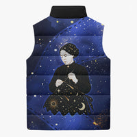 Harriet Powers Sleeveless Puffer Jacket African American History - Galaxy Celestial Starry Night - Folk Art Quilter