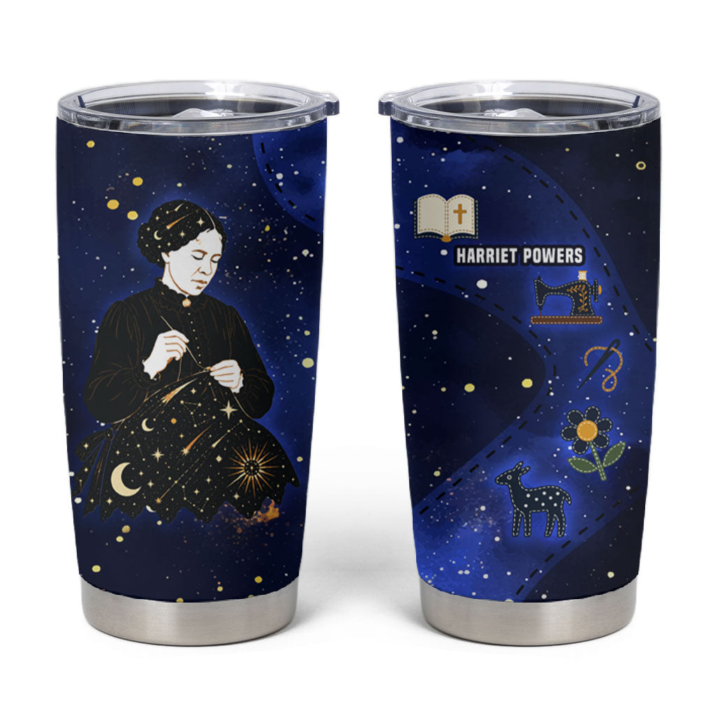 Harriet Powers Tumbler Cup African American History - Galaxy Celestial Starry Night - Folk Art Quilter
