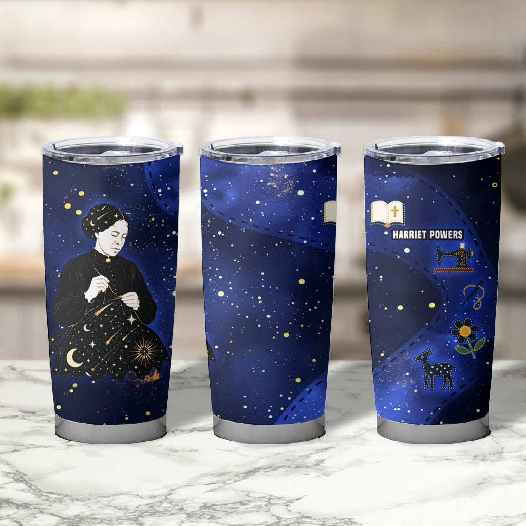 Harriet Powers Tumbler Cup African American History - Galaxy Celestial Starry Night - Folk Art Quilter