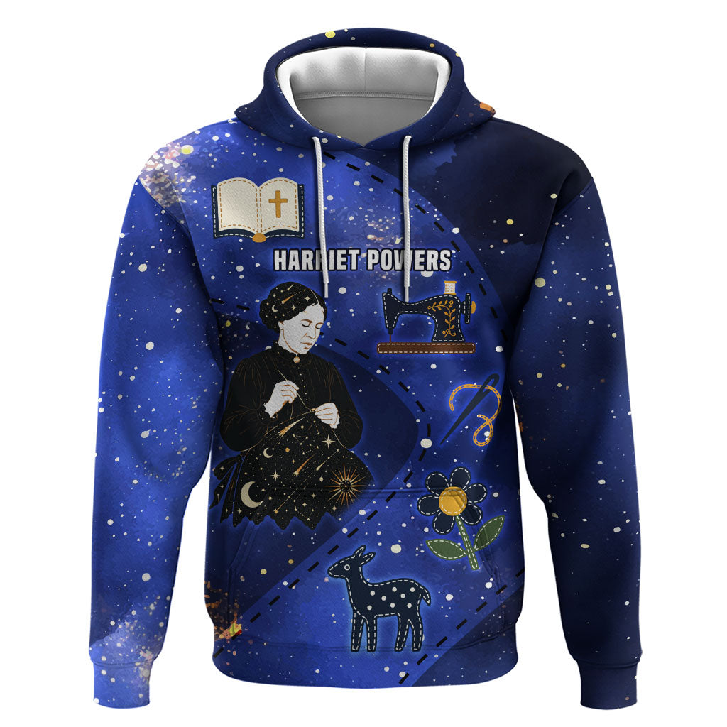 Harriet Powers Zip Hoodie African American History - Galaxy Celestial Starry Night - Folk Art Quilter