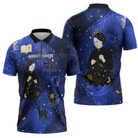 Harriet Powers Zipper Polo Shirt African American History - Galaxy Celestial Starry Night - Folk Art Quilter