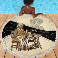 Harriet Powers Celestial Mystery Beach Blanket Vintage Line Art - African American Folk Quilt Pattern