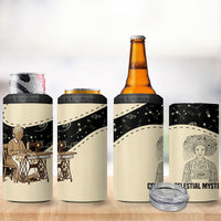 Harriet Powers Celestial Mystery 4 in 1 Can Cooler Tumbler Vintage Line Art - African American Folk Quilt Pattern