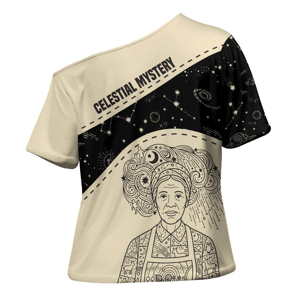 Harriet Powers Celestial Mystery Cross Shoulder Shirt Vintage Line Art - African American Folk Quilt Pattern