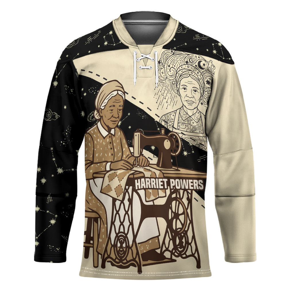 Harriet Powers Celestial Mystery Hockey Jersey Vintage Line Art - African American Folk Quilt Pattern