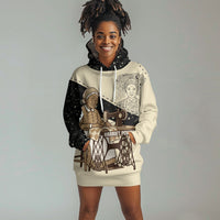 Harriet Powers Celestial Mystery Hoodie Dress Vintage Line Art - African American Folk Quilt Pattern
