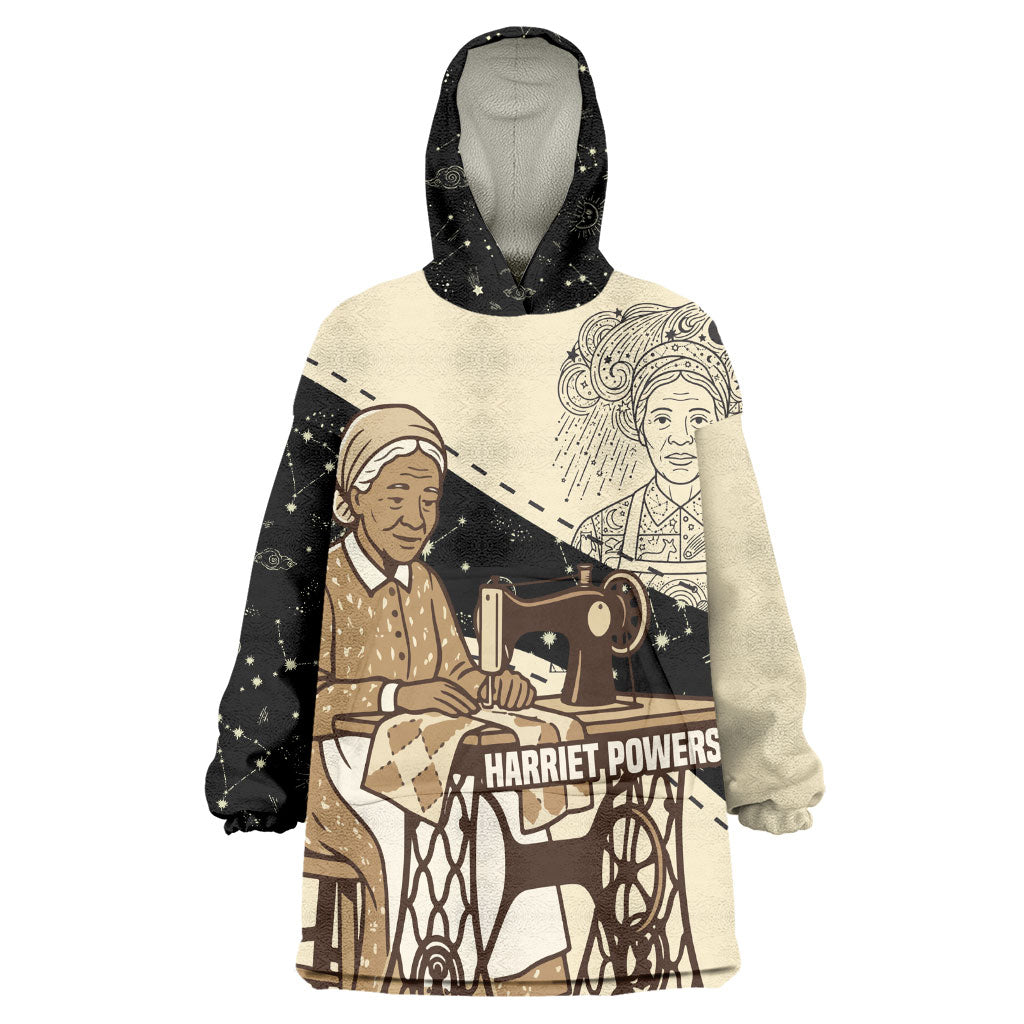 Harriet Powers Celestial Mystery Kid Wearable Blanket Hoodie Vintage Line Art - African American Folk Quilt Pattern