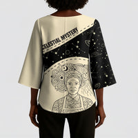 Harriet Powers Celestial Mystery Kimono Sleeve Blouse Vintage Line Art - African American Folk Quilt Pattern