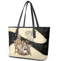 Harriet Powers Celestial Mystery Leather Tote Bag Vintage Line Art - African American Folk Quilt Pattern