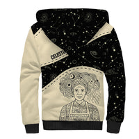 Harriet Powers Celestial Mystery Sherpa Hoodie Vintage Line Art - African American Folk Quilt Pattern