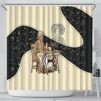 Harriet Powers Celestial Mystery Shower Curtain Vintage Line Art - African American Folk Quilt Pattern