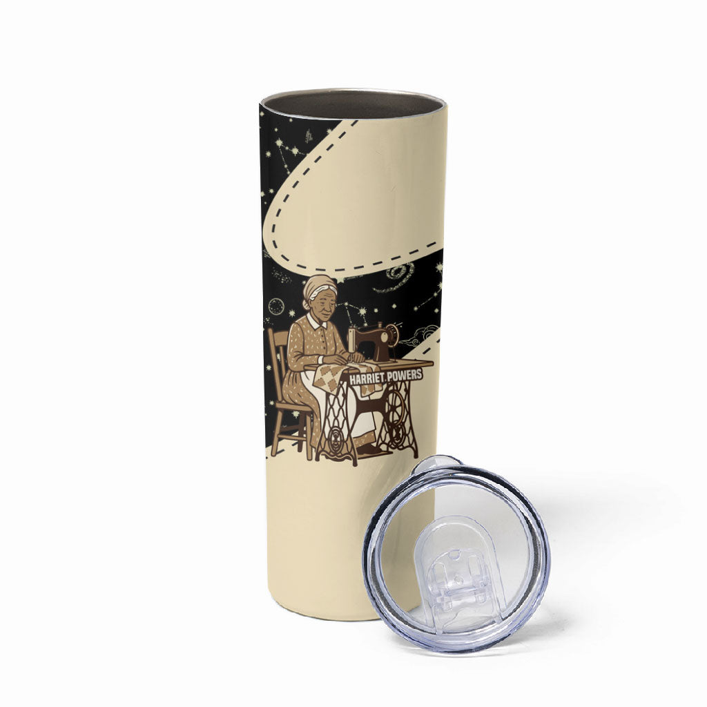 Harriet Powers Celestial Mystery Skinny Tumbler Vintage Line Art - African American Folk Quilt Pattern