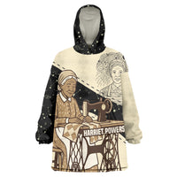 Harriet Powers Celestial Mystery Wearable Blanket Hoodie Vintage Line Art - African American Folk Quilt Pattern