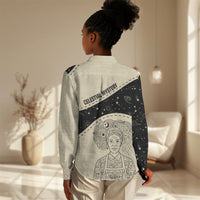 Harriet Powers Celestial Mystery Women Casual Shirt Vintage Line Art - African American Folk Quilt Pattern