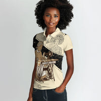 Harriet Powers Celestial Mystery Women Polo Shirt Vintage Line Art - African American Folk Quilt Pattern