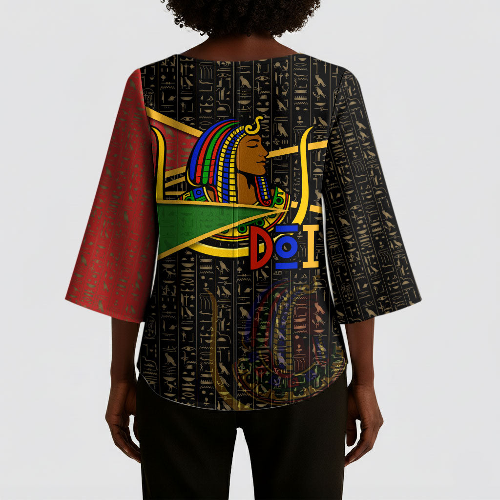 Daughters Of Isis Kimono Sleeve Blouse Ancient Egyptian Queen Hieroglyphic Art