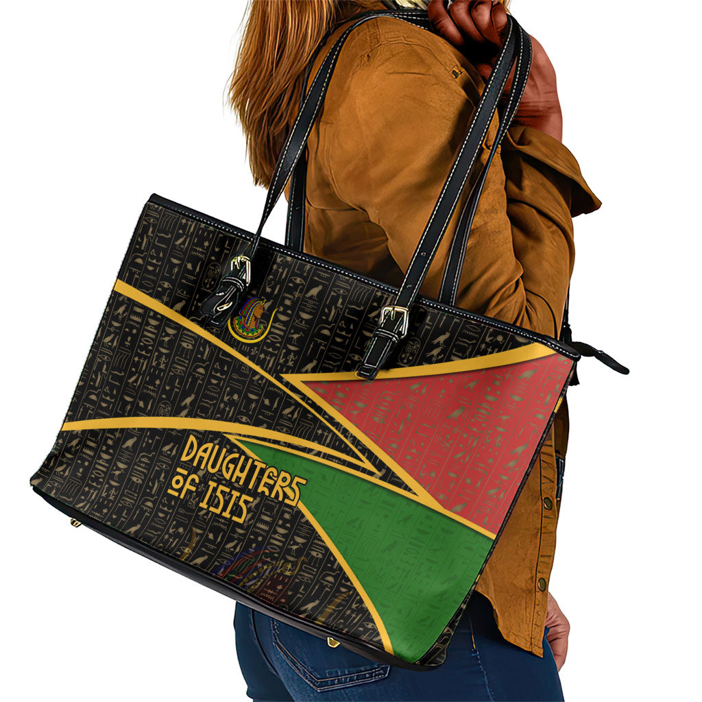 Daughters Of Isis Leather Tote Bag Ancient Egyptian Queen Hieroglyphic Art