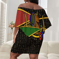 Daughters Of Isis Off Shoulder Short Dress Ancient Egyptian Queen Hieroglyphic Art