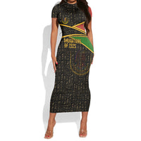 Daughters Of Isis Short Sleeve Bodycon Dress Ancient Egyptian Queen Hieroglyphic Art