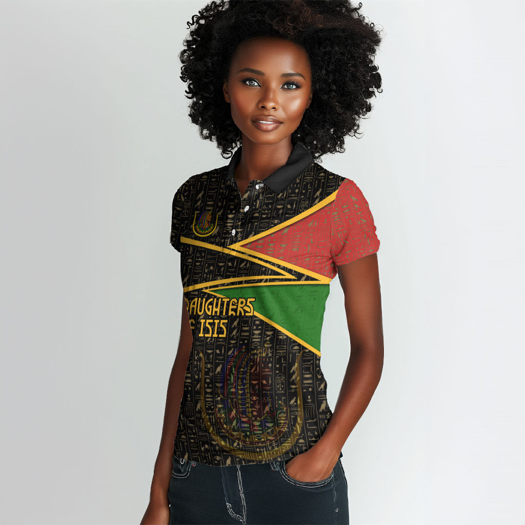 Daughters Of Isis Women Polo Shirt Ancient Egyptian Queen Hieroglyphic Art