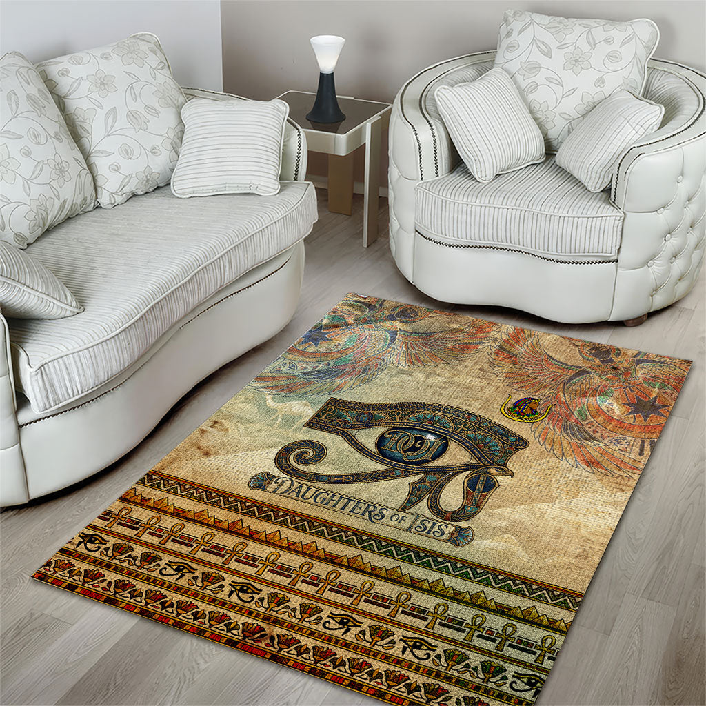 Daughters Of Isis Area Rug Eye Of Horus Ancient Egyptian Goddess - Vintage Parchment Art