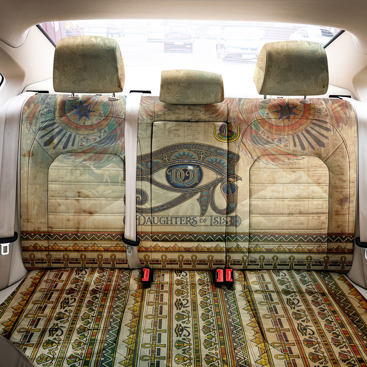 Daughters Of Isis Back Car Seat Cover Eye Of Horus Ancient Egyptian Goddess - Vintage Parchment Art