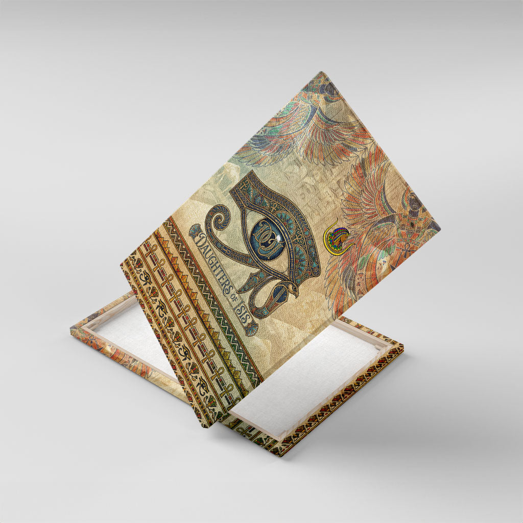 Daughters Of Isis Canvas Wall Art Eye Of Horus Ancient Egyptian Goddess - Vintage Parchment Art