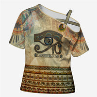 Daughters Of Isis Cross Shoulder Shirt Eye Of Horus Ancient Egyptian Goddess - Vintage Parchment Art