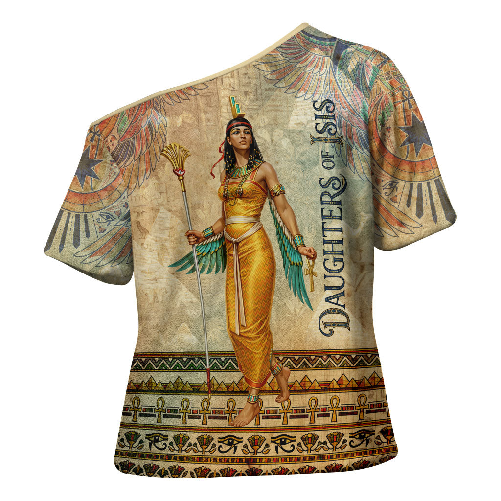 Daughters Of Isis Cross Shoulder Shirt Eye Of Horus Ancient Egyptian Goddess - Vintage Parchment Art