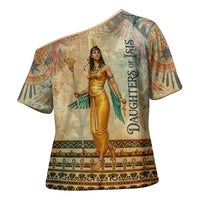 Daughters Of Isis Cross Shoulder Shirt Eye Of Horus Ancient Egyptian Goddess - Vintage Parchment Art