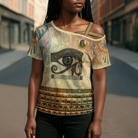 Daughters Of Isis Cross Shoulder Shirt Eye Of Horus Ancient Egyptian Goddess - Vintage Parchment Art