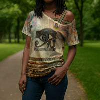Daughters Of Isis Cross Shoulder Shirt Eye Of Horus Ancient Egyptian Goddess - Vintage Parchment Art
