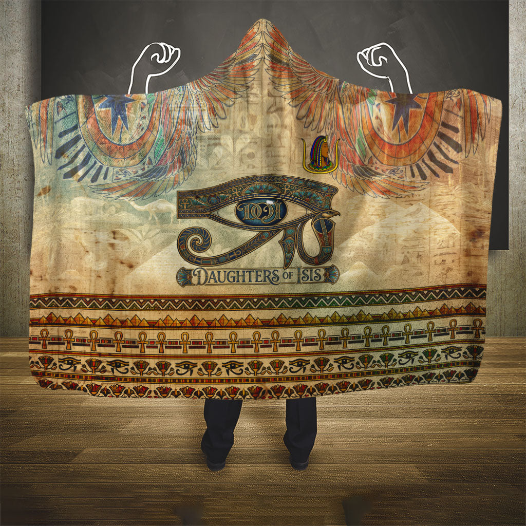 Daughters Of Isis Hooded Blanket Eye Of Horus Ancient Egyptian Goddess - Vintage Parchment Art