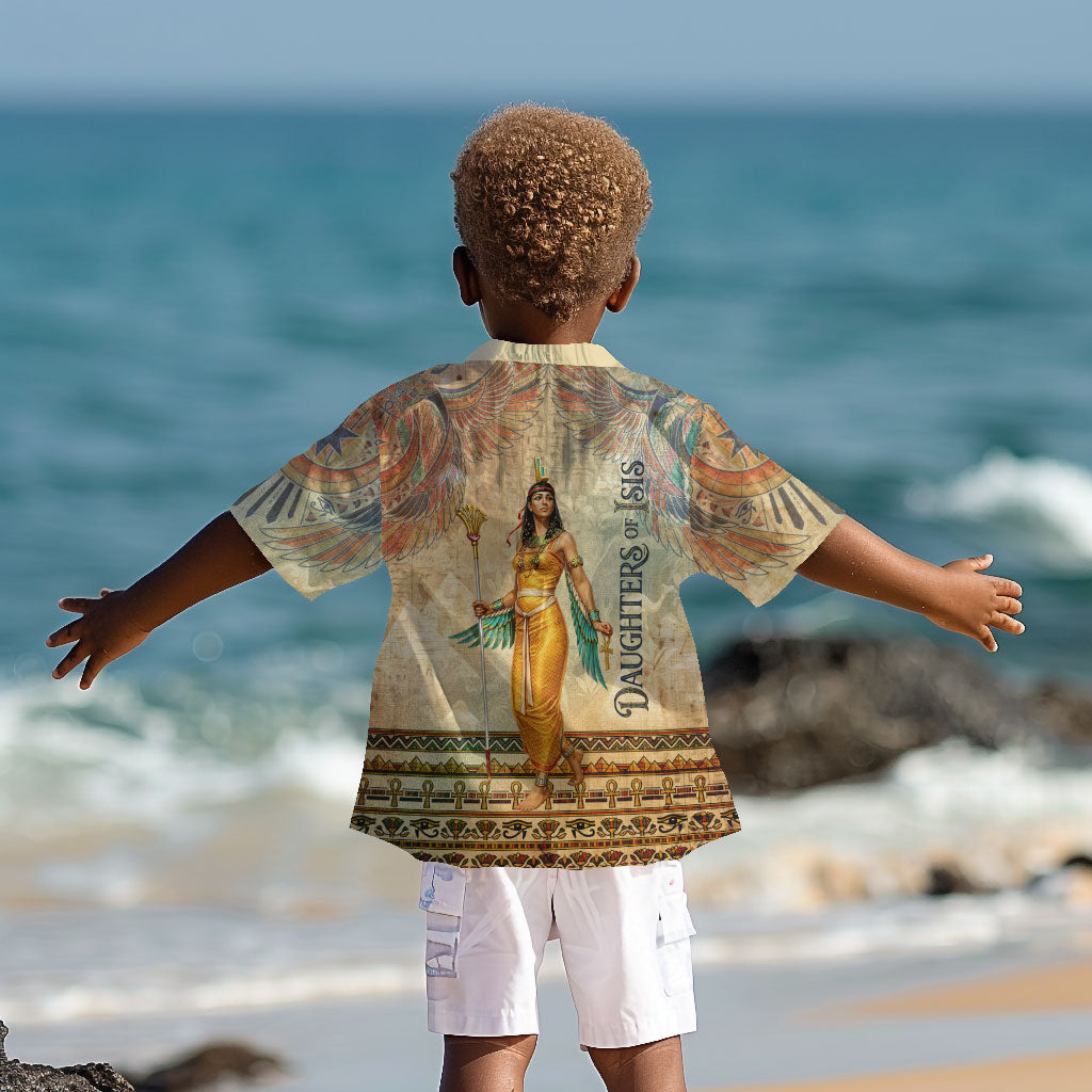 Daughters Of Isis Kid Hawaiian Shirt Eye Of Horus Ancient Egyptian Goddess - Vintage Parchment Art