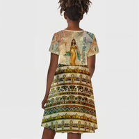 Daughters Of Isis Kid Short Sleeve Dress Eye Of Horus Ancient Egyptian Goddess - Vintage Parchment Art