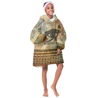 Daughters Of Isis Kid Wearable Blanket Hoodie Eye Of Horus Ancient Egyptian Goddess - Vintage Parchment Art