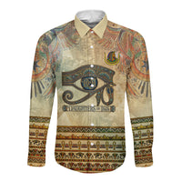 Daughters Of Isis Long Sleeve Button Shirt Eye Of Horus Ancient Egyptian Goddess - Vintage Parchment Art